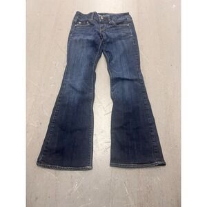 American Eagle Artist Flare Jeans Women's Blue Denim Stretch Slim Zip Fly - 2